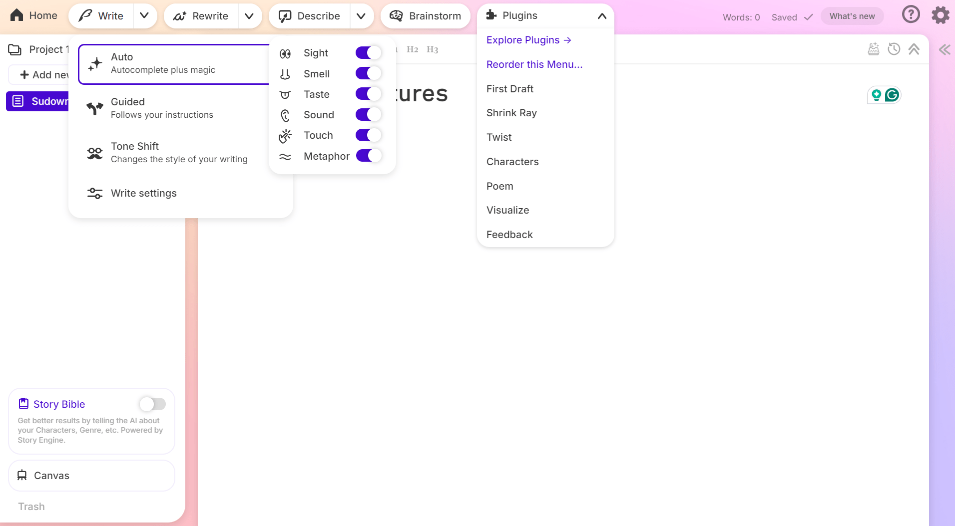 Sudowrite Features - Sudowrite Alternative