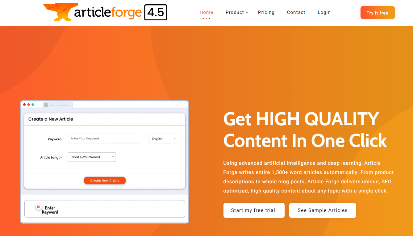 Article Forge - ChatGPT for blogging