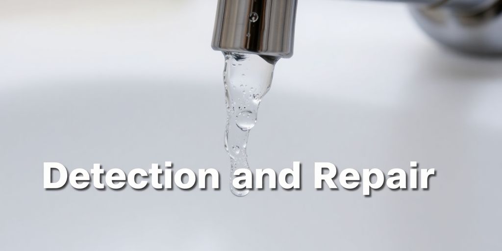 Close-up of a dripping faucet with water droplets.